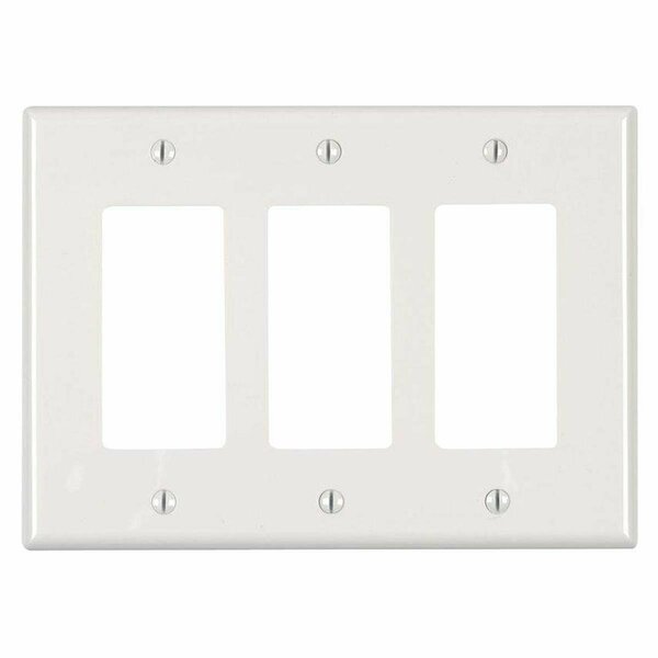 Gorgeousglow 6.75 x 0.25 x 4.88 in. 3-Gang Decora Wallplate, White GO3546943